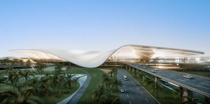 Render dell aeroporto Al Maktoum (Dubai World Central), il nuovo hub al centro dello sviluppo di Dubai South