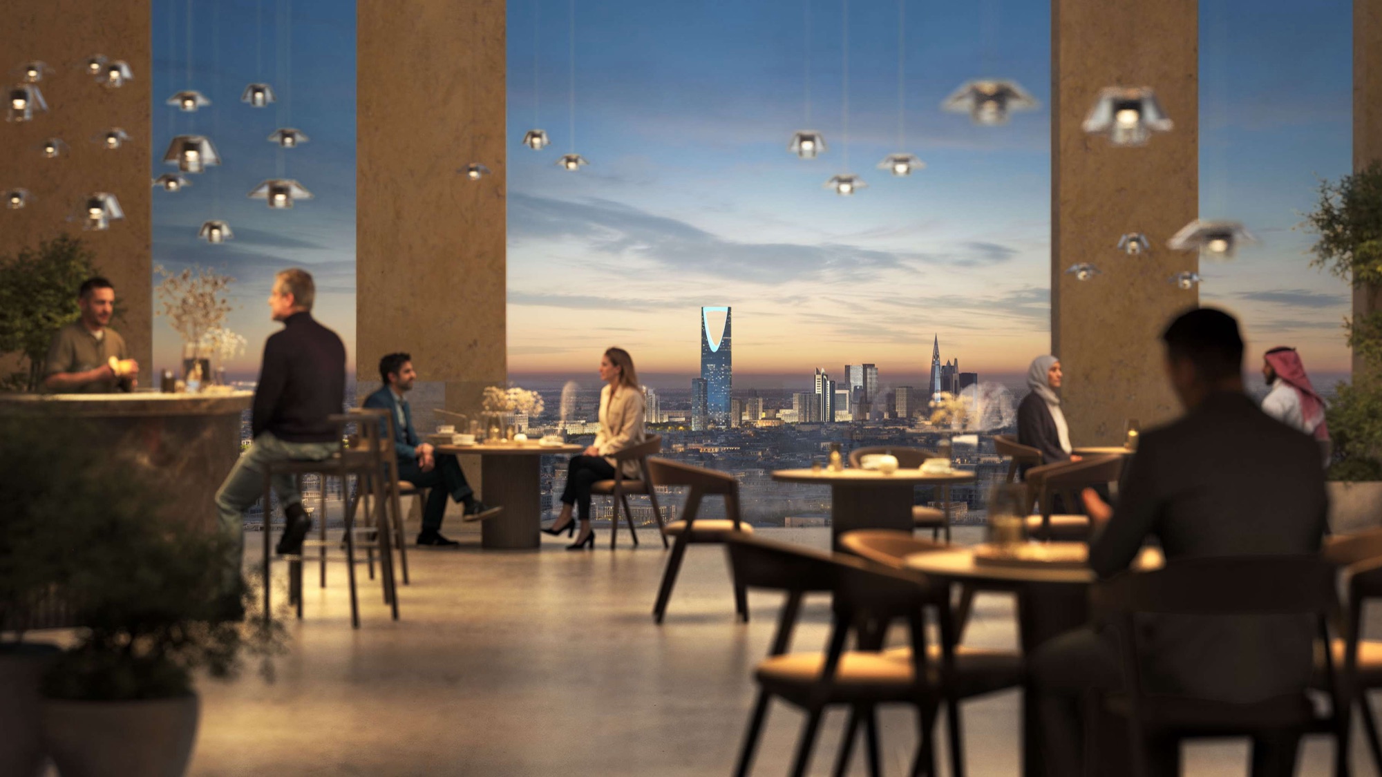Élevée — area comune con vista città