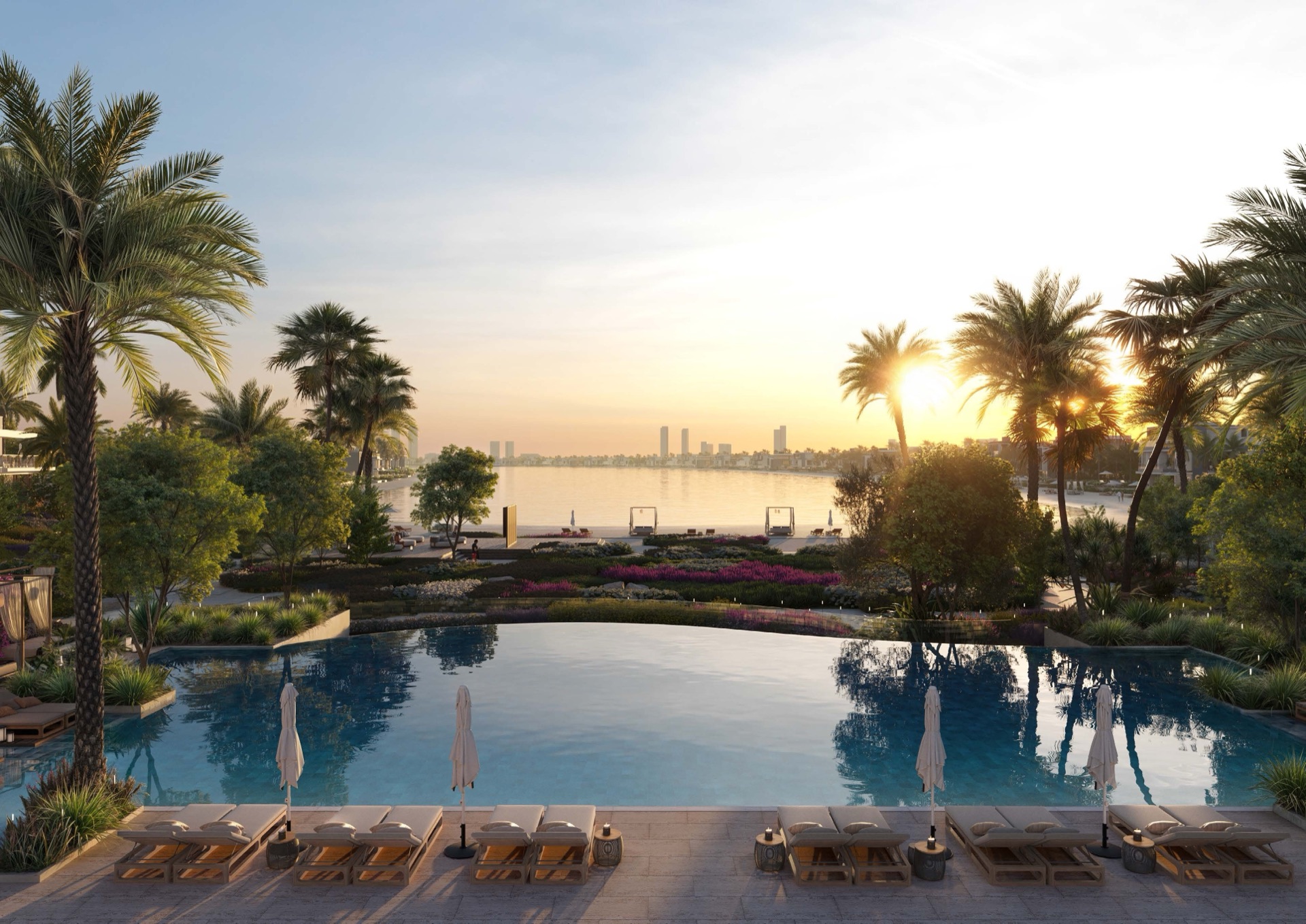 Palm Central — piscina rooftop infinity con vista water