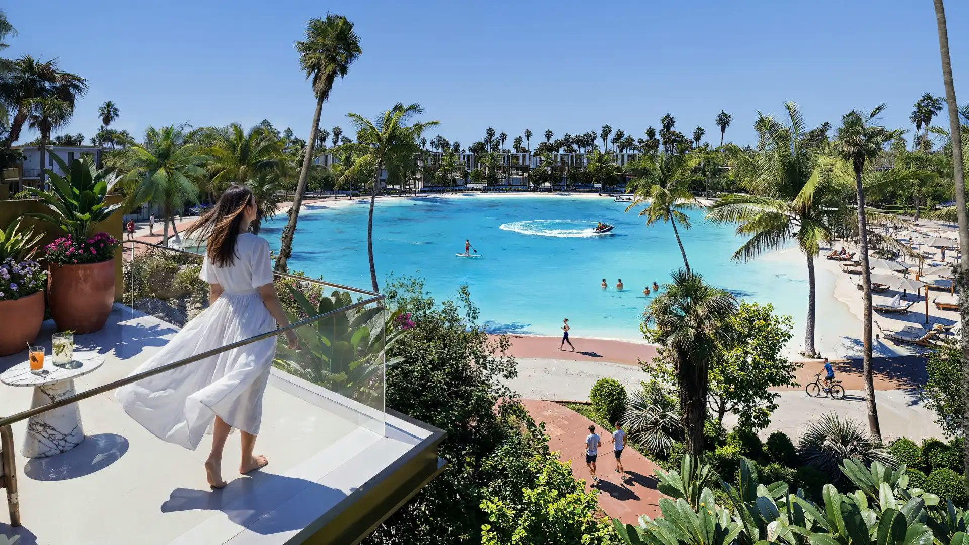 Tilal Binghatti — amenities masterplan: Pearl Beach, lakes, common areas