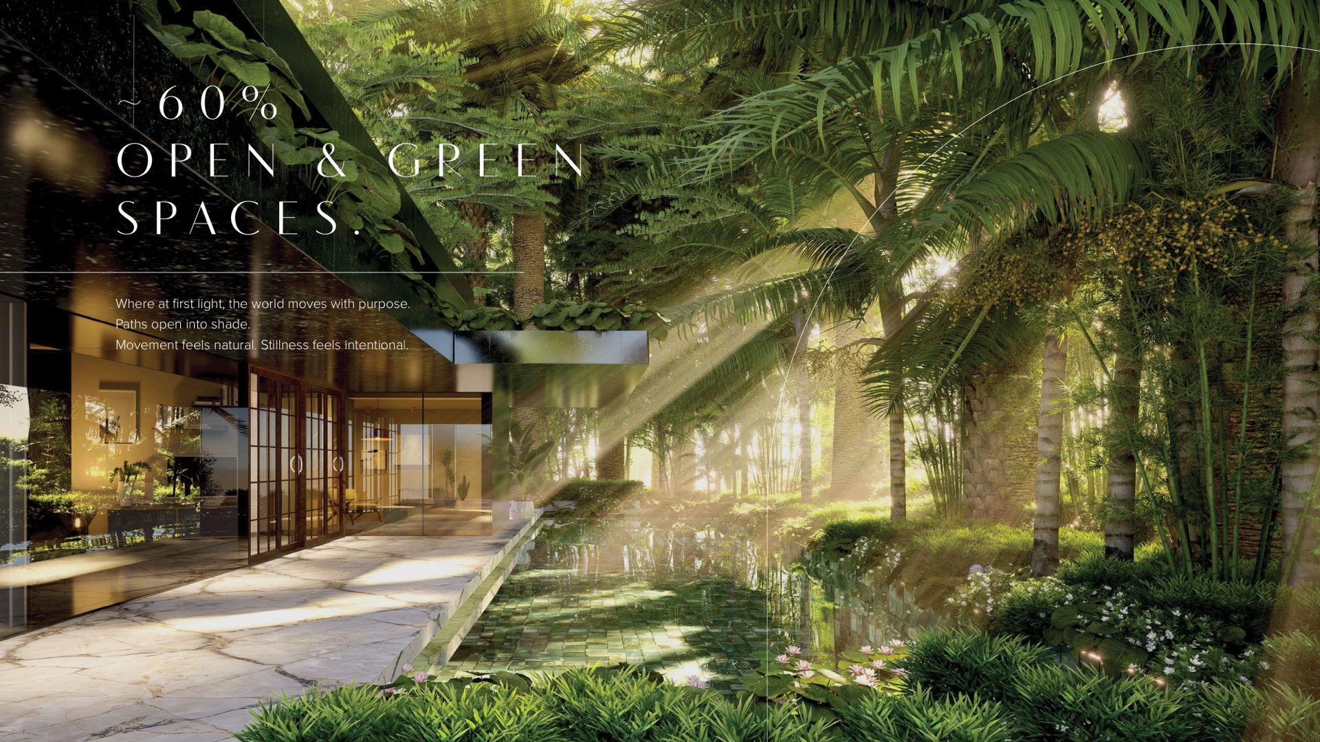Aree comuni di Sobha City — circa 60% verde e spazi aperti